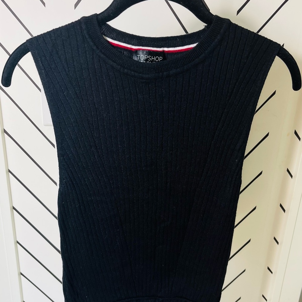 Topshop Black Ribbed Women's Top